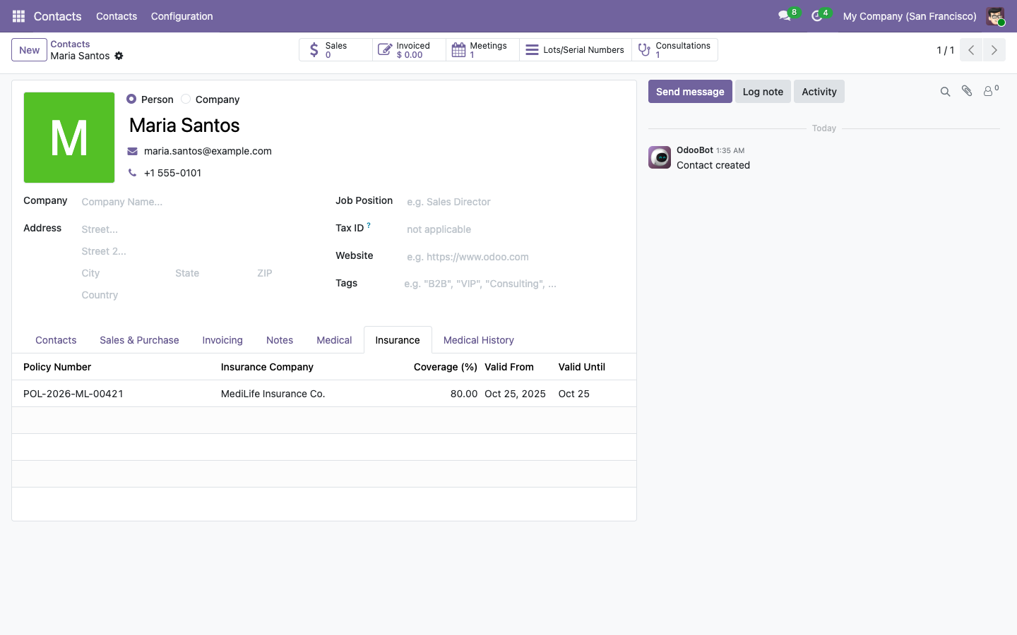Patient Insurance Tab